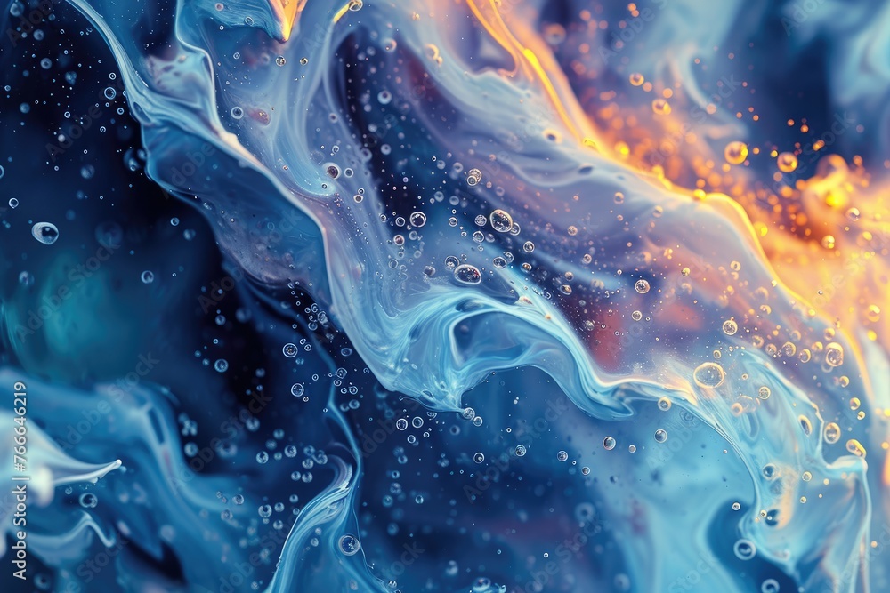 Fototapete Particle-filled abstract art forming a mesmerizing visual spectacle, Abstract art filled with particles, creating a mesmerizing visual display.
