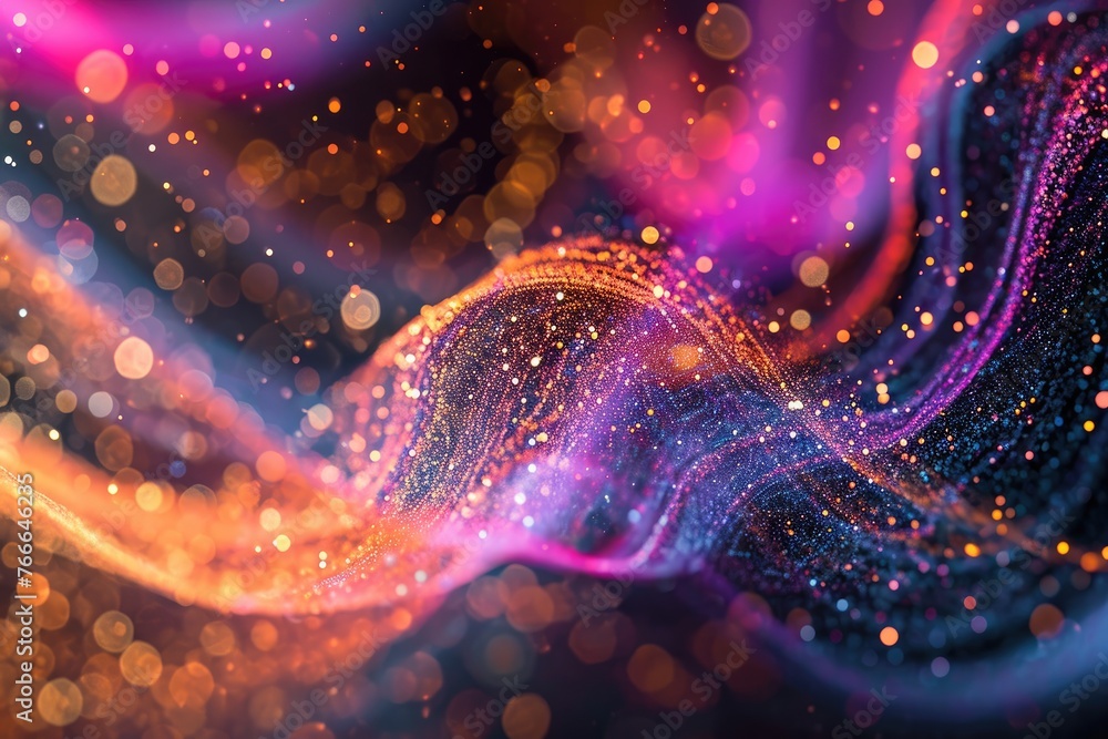Fototapete A particle-filled abstract art forming a mesmerizing visual spectacle, Abstract art filled with particles, creating a captivating visual display.