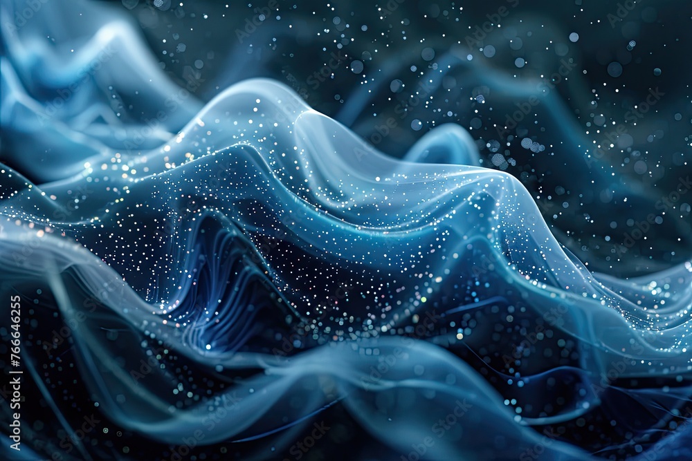 Fototapete A particle-filled abstract art forming a mesmerizing visual spectacle, Abstract art filled with particles, creating a captivating visual display.