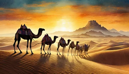 Foto op Plexiglas camels in the desert © Dan Marsh