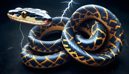 A Snake With Patterns That Resemble A Thunderstorm - obrazy, fototapety, plakaty
