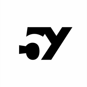 Simple vintage 5Y vector logo design with arrow sign in negative space.