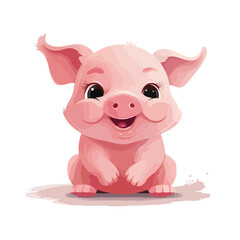 CUTE LITTLE PIG IS SMILING CARTOON ILLUSTRATION. fl