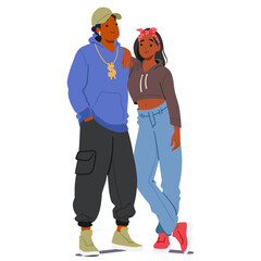 Hip-hop Subculture Couple Characters Embrace Urban Fashion And Rhythm-driven Music. They Embody Creativity, Authenticity
