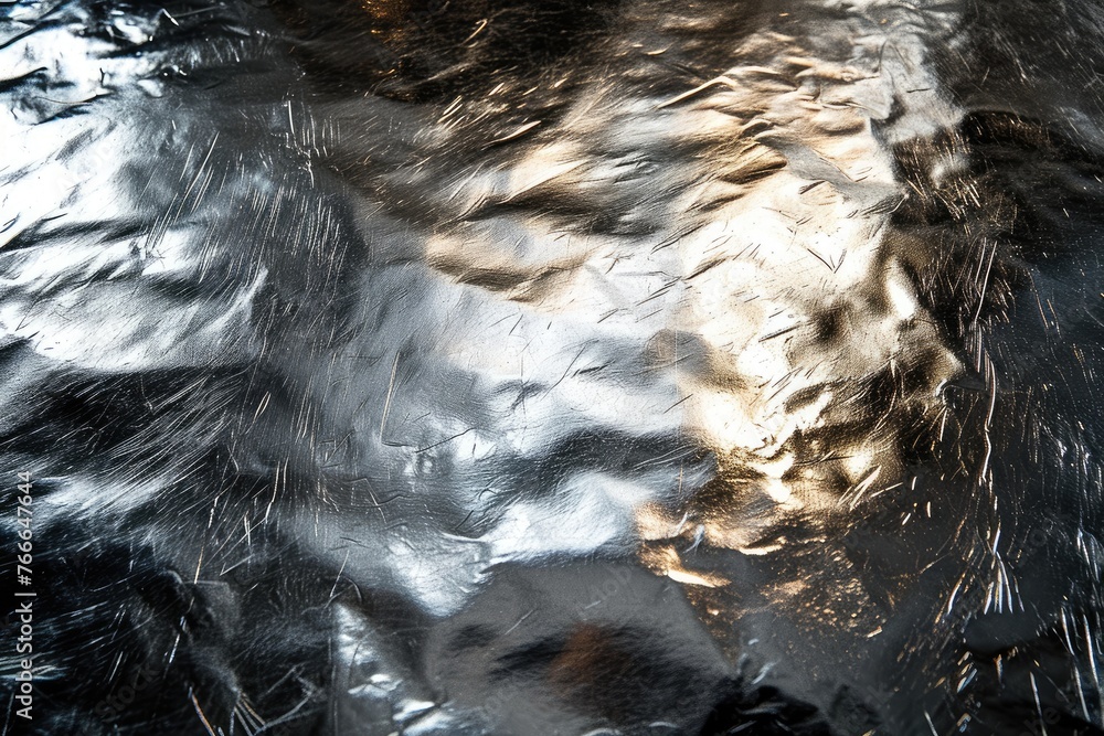 Poster shiny metallic textures reflecting light in a captivating manner, metallic textures gleaming and ref