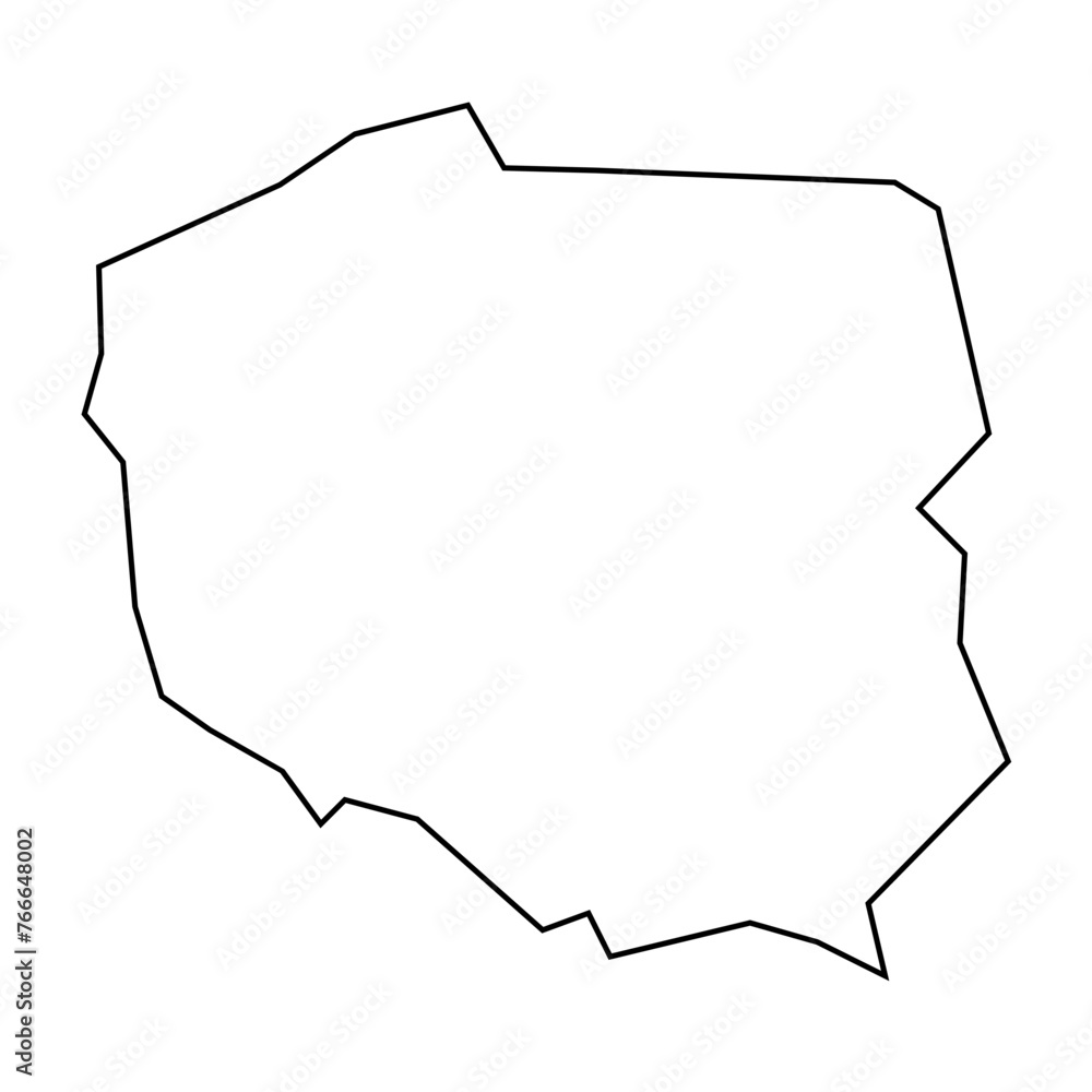 Sticker poland country thin black outline silhouette. simplified map. vector icon isolated on white backgrou - Stickers
