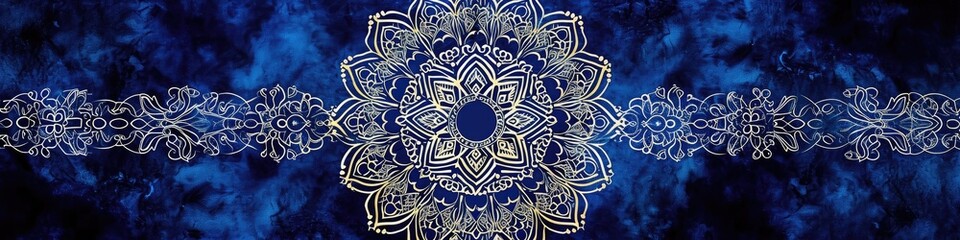 a stunning mandala on a rich indigo backdrop, bringing out the deep hues and intricate patterns with unparalleled sharpness.