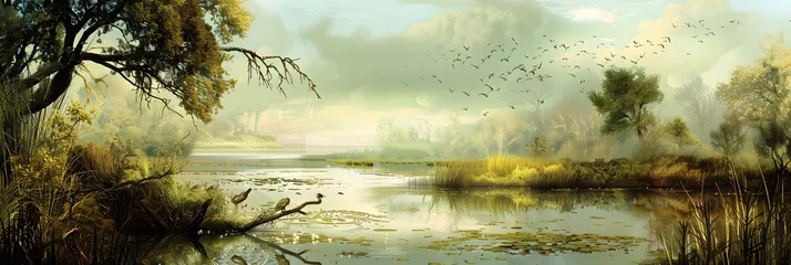 Fototapeten Wetlands Scenes on Horizonal Banners © Ziyan