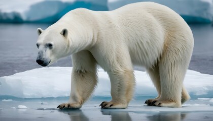 Obraz na płótnie Canvas A Polar Bear With Its Nose Pressed Against The Ice