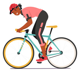 Dedicated Sportswoman Cyclist, Skillfully Maneuvers her Bike, Pedaling With Precision And Determination, Vector
