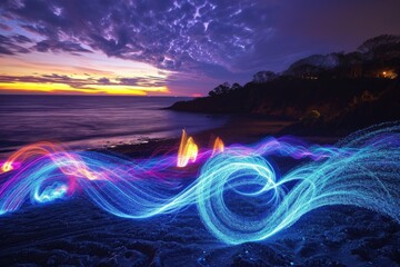 The intricate patterns painted with light in a long exposure night shot