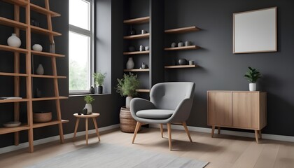 Grey Barrel Chair Focal Point in Modern Living Room