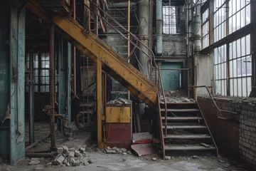 Papier Peint photo Ruelle étroite Urban exploration, revealing the hidden stories of an abandoned factory