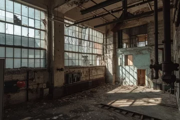 Papier Peint photo Vieux bâtiments abandonnés Urban exploration, revealing the hidden stories of an abandoned factory