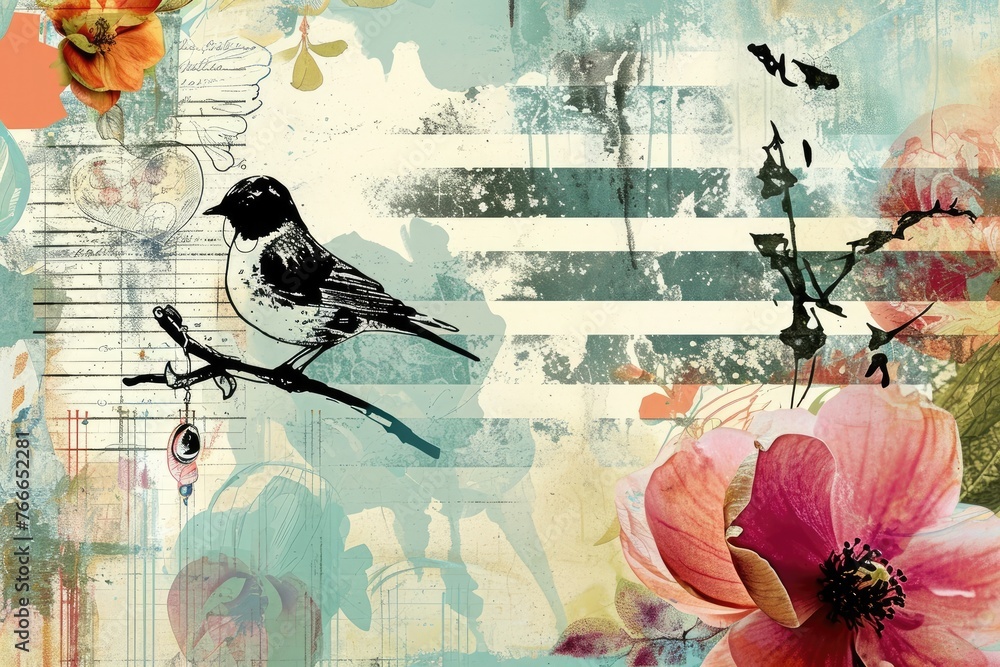Aufkleber vintage elements in a retro composition with a modern twist