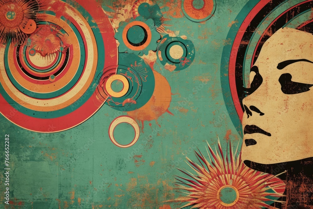 Aufkleber vintage elements in a retro composition with a modern twist