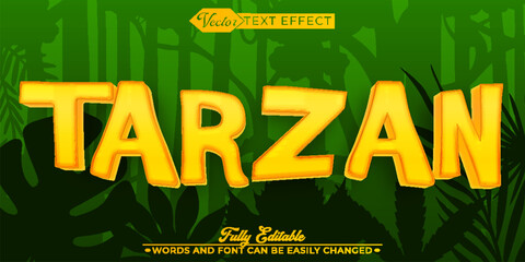 Obraz premium Cartoon Orange Survival Tarzan Vector Editable Text Effect Template
