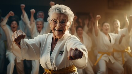 Obraz premium Grandmother engaged in active sports