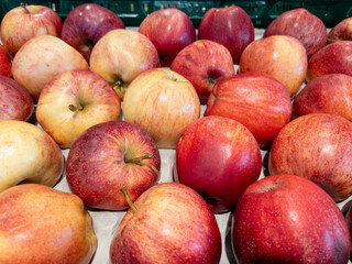 Fresh Red Apples Display in Market