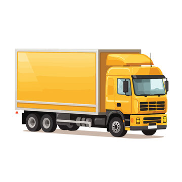 Delivery truck with box flat vector illustration is