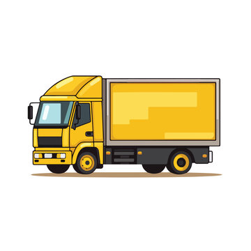 Delivery truck with box flat vector illustration is