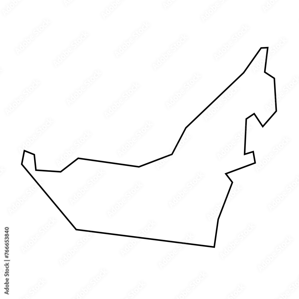 Sticker united arab emirates country thin black outline silhouette. simplified map. vector icon isolated on  - Stickers