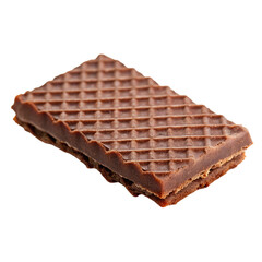 Chocolate coated wafer isolated on transparent background.