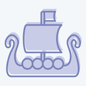 Icon Boat. related to Celtic symbol. two tone style. simple design editable. simple illustration