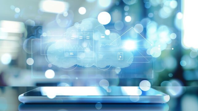 Backup day world cloud technology smartphone, blue tablet with a cloud imagery emerging from it, representing Automotive lighting and exterior features like Hood, Gas, Mirror, Windshield, and Glass