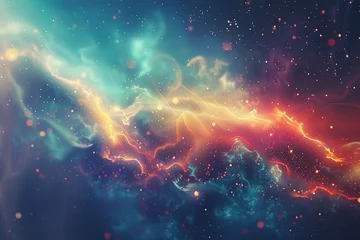 Poster close up horizontal illustration of colourful nebula abstract background © AlfredoGiordano