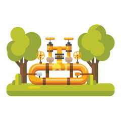 Flat design natural gas pipeline icon vector illust