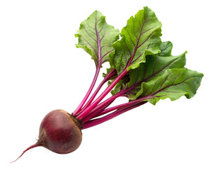 Beetroot isolated on transparent background. Fresh beetroot with leaves.