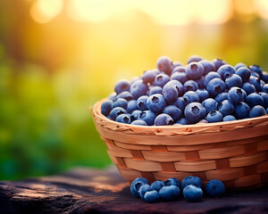 Blueberry basket with copy space - 766657649