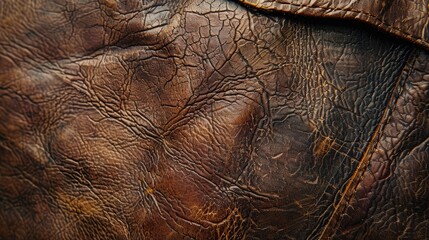 Close-up of weathered leather texture, showcasing its rugged yet elegant appearance.