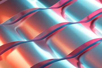 Abstract colorful wavy metallic background with gradient colors, blue and pink