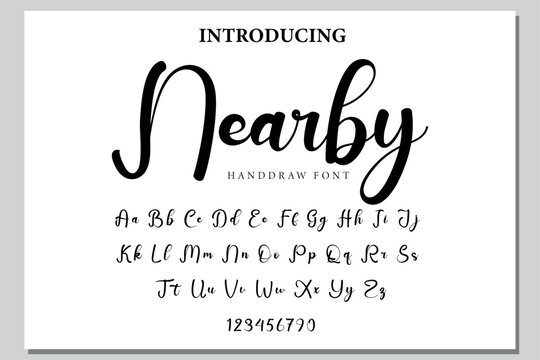 Nearby Font Stylish brush painted an uppercase vector letters, alphabet, typeface