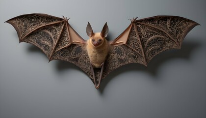 A Bat With Intricate Patterns On Its Wings - obrazy, fototapety, plakaty