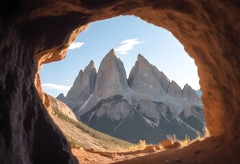 Tre Cime mountains of three peaks. Gorgeous photo in the sunny day. Italian landscapes  - obrazy, fototapety, plakaty