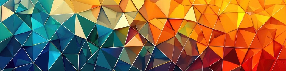 Geometric brilliance takes center stage with a captivating display of triangles against a solid-colored backdrop. The generous copy space provides ample room for artistic expression. - obrazy, fototapety, plakaty