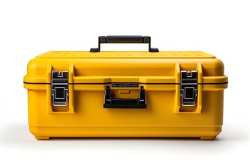 Yellow toolbox isolated on white background. 3d render image.