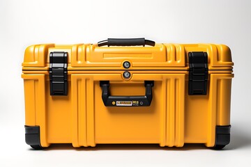 Yellow toolbox isolated on white background. 3d render image.