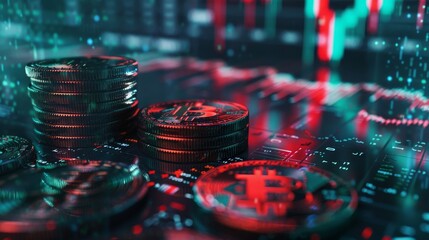 Crypto Asset Derivatives Cinematic shots illustrating the emergence of cryptocurrency derivatives markets offering hed AI generated illustration - obrazy, fototapety, plakaty