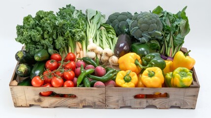 Farm Fresh Produce Boxes Detailed photographs of farm-fresh produce boxes packed with seasonal fruits and vegetables dAI generated illustration