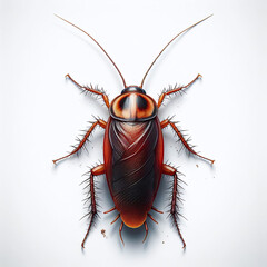 High-Definition Red Cockroach on White