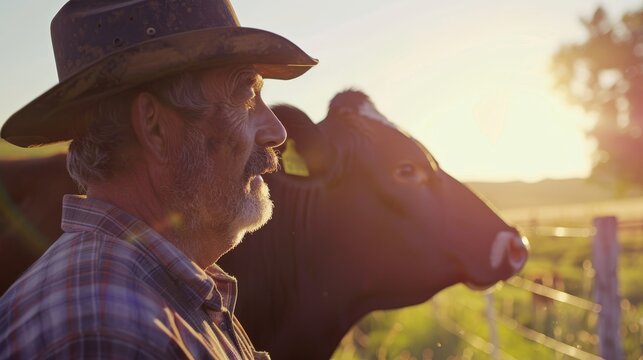 Farm Life Cinematic shots offering glimpses into the daily life of farmers from milking cows to feeding animals and re AI generated illustration