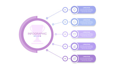 infographic elements template, business concept with 5 steps, workflow layout, diagram, report, web design. Creative, vector, illustration, Can be used for process diagram, presentations.