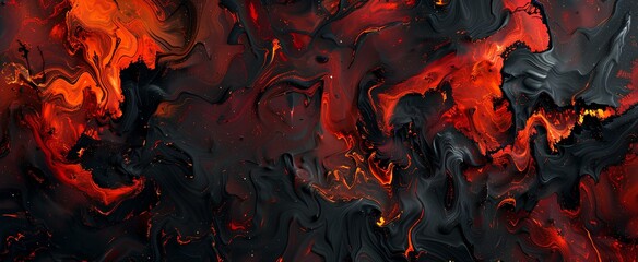 abstract texture turmoil dark red color blending into dark orange and black color. generative AI