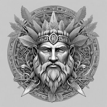 Black and white ancient god illustration