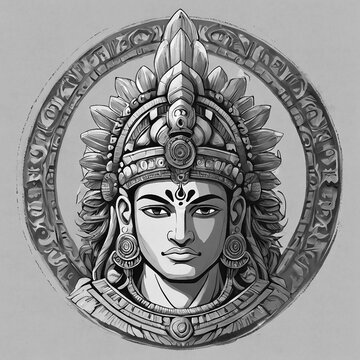 Black and white indian god illustration