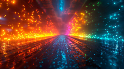 Trail with colored lights.